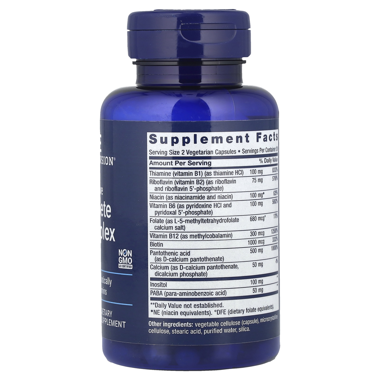Life Extension B-Complex - πίνακας Supplement Facts
