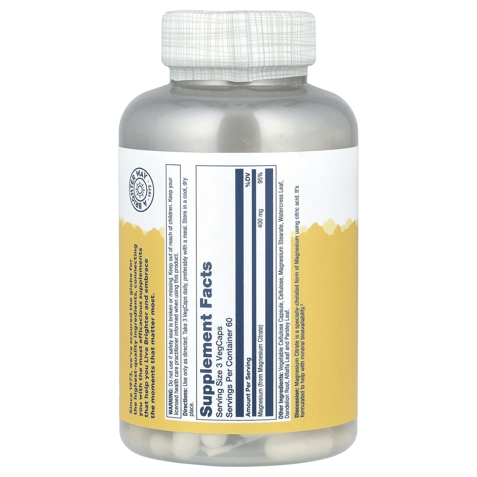 magnesium facts hd Solaray Magnesium Citrate - Supplement Facts