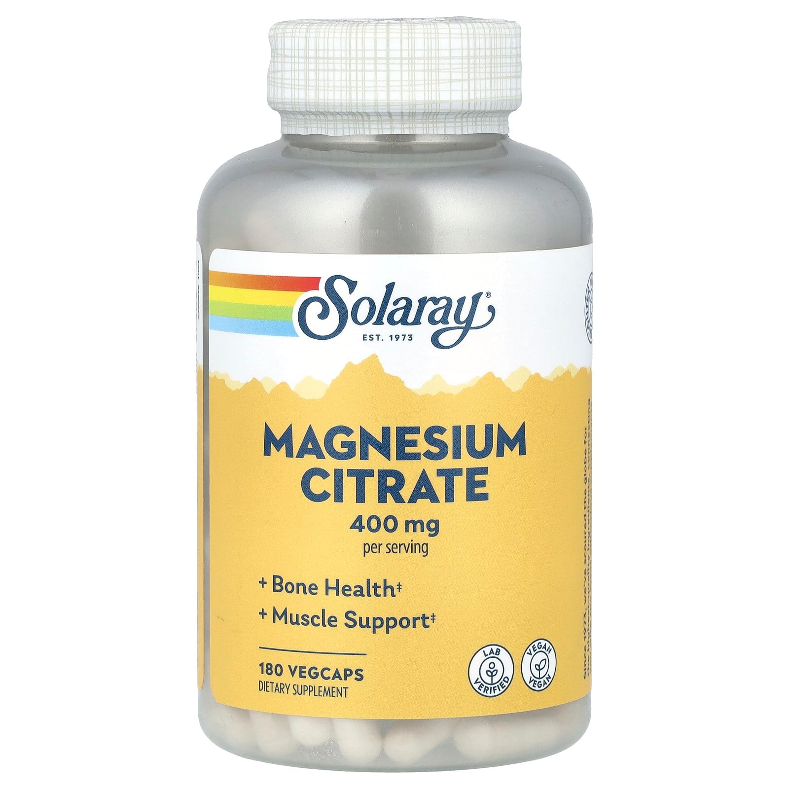 solaray magnesium 180 hd Solaray Κιτρικό Μαγνήσιο 400mg 180 κάψουλες